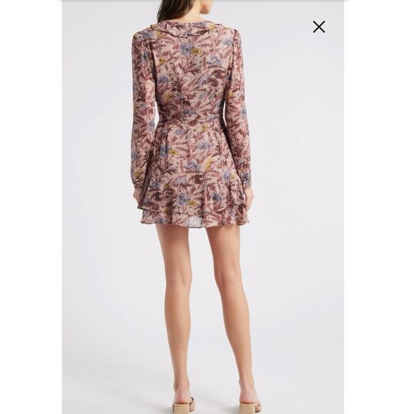 Women’s Paige Tamera Floral Ruffle Long Sleeve
Silk Minidress in Dusty Pink SZ S - Picture 3 of 8